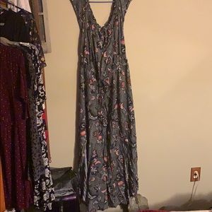 Long dress with drawstring waist